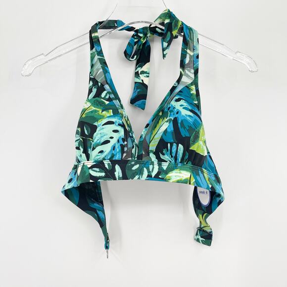SWIMSUITS FOR ALL Mesh Floral Halter Bikini Top - Picture 7 of 9
